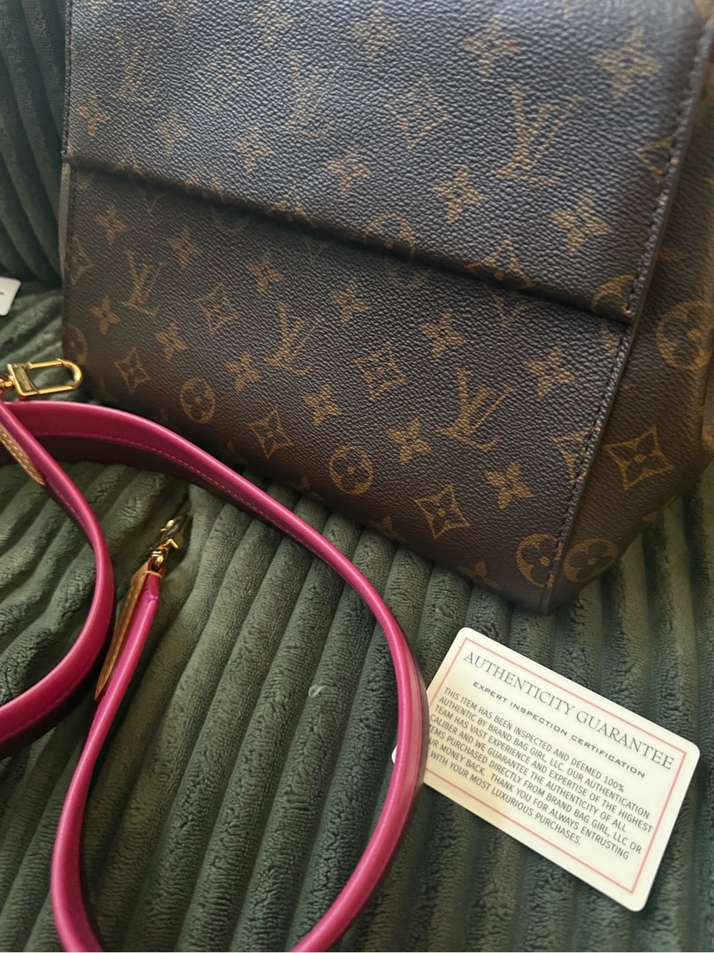Louis Vuitton Monogram Crossbody with Pink Leather Strap